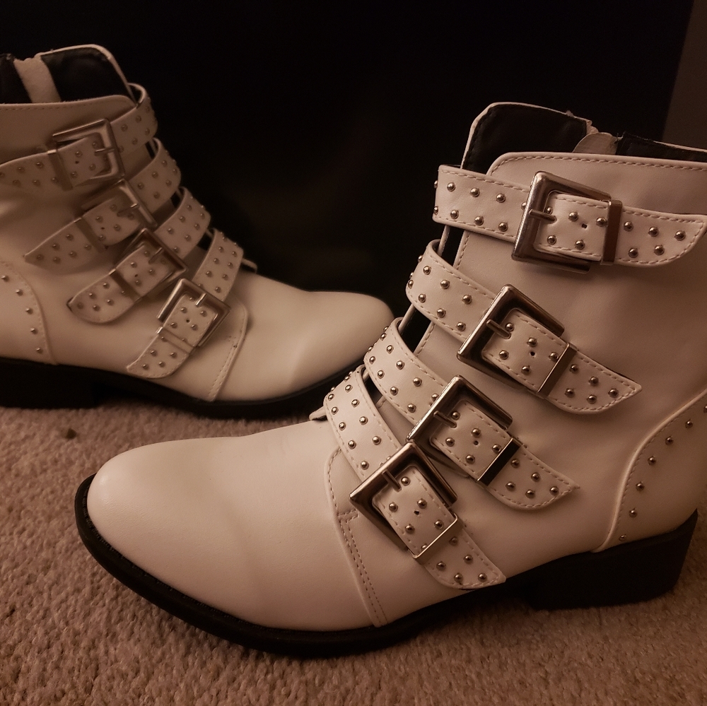 White buckle boots
